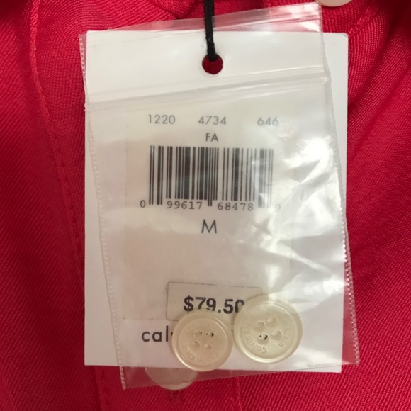 NWT Y2K Calvin Klein Long Sleeve Button Down Top M Red Pink - Picture 3 of 6